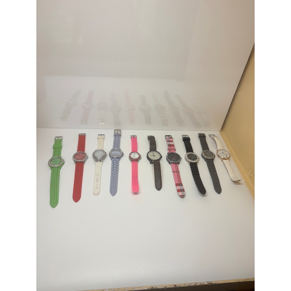 Lot of 10 Fashion Watches Geneva Platinum Simplify Rhinestone Silicone Leather